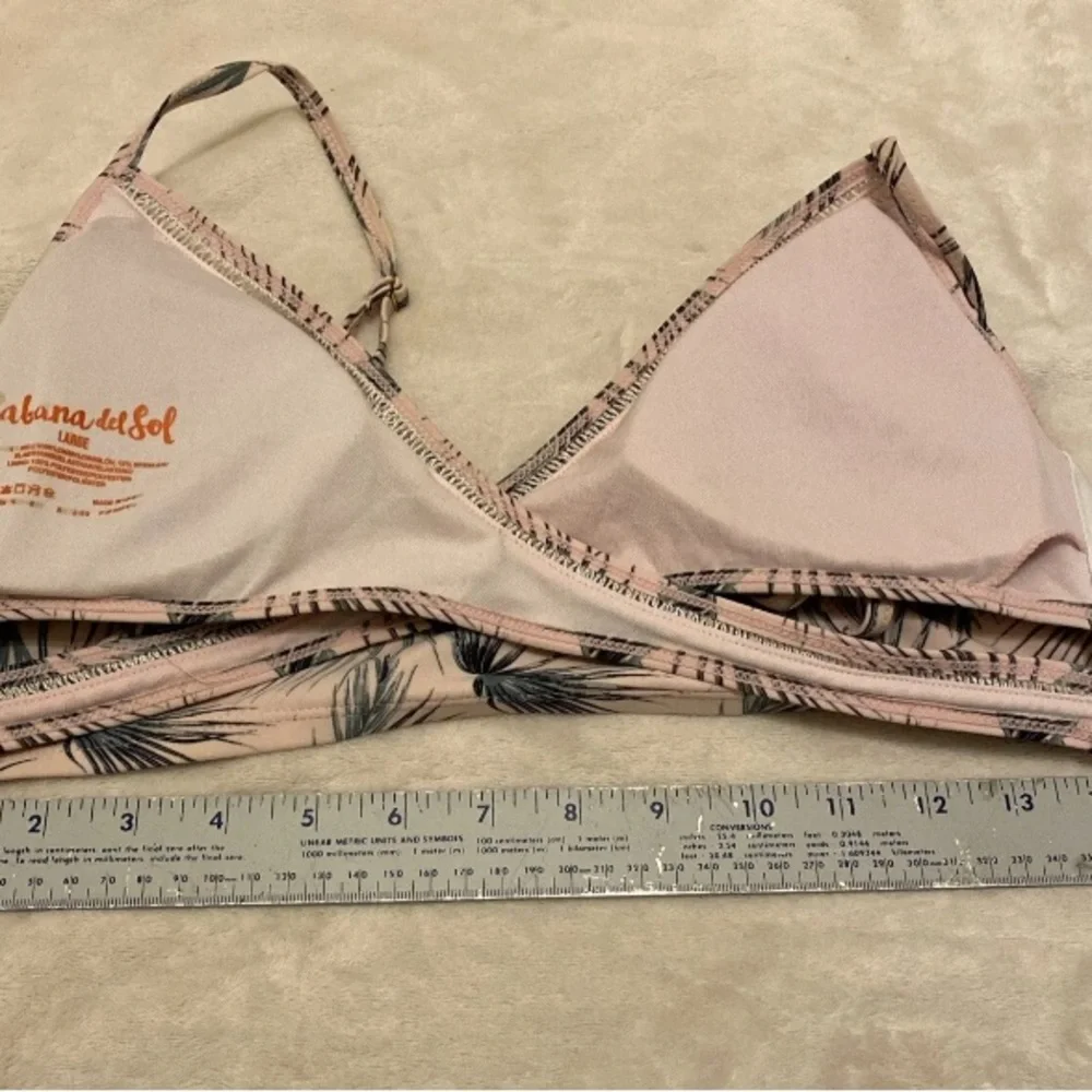 Tropical Palm Frond Faux Wrap Bikini Top